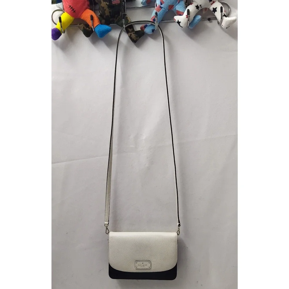 Kate Spade New York Colorblock Ivory Black Leather Small Crossbody Bag